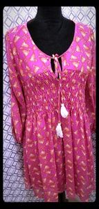 Entro Black Boho Pink Dress